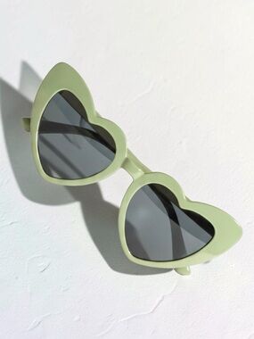 NWOT Heart-Shaped Mint Green Sunglasses